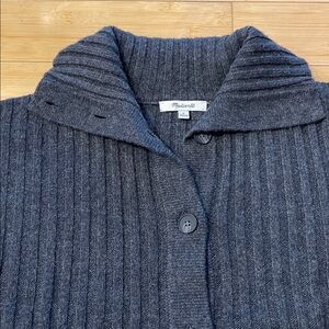 Women Madewell Charcoal Ribbed Button-Up Cardigan Sweater Soft & Warm Classic M